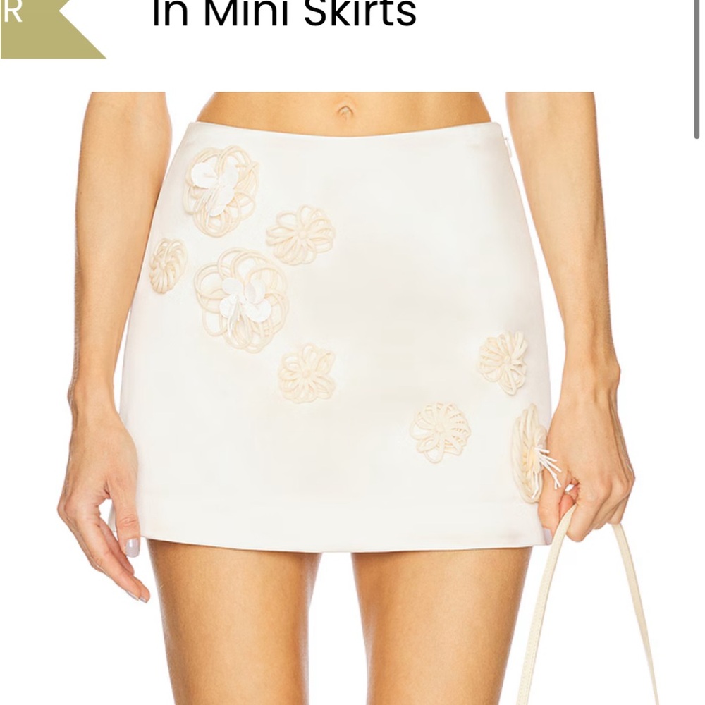 REVOLVE Cream Floral Mini Skirt